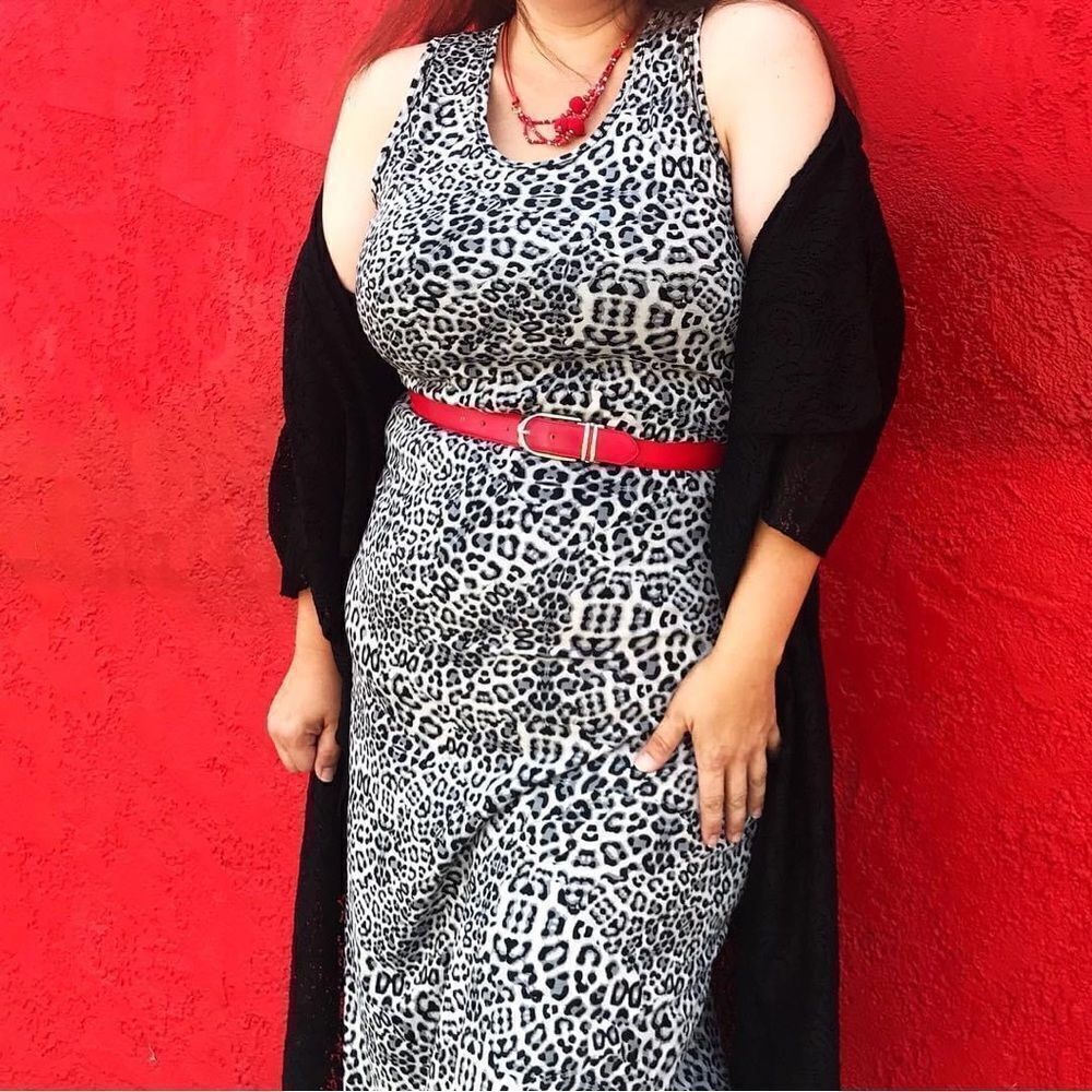 LuLaRoe Dani Rare Snow Leopard Black and White Maxi Tank Dress